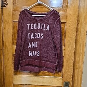 Zoe + Liv Pink Crew Neck Sweater with Playful Print
